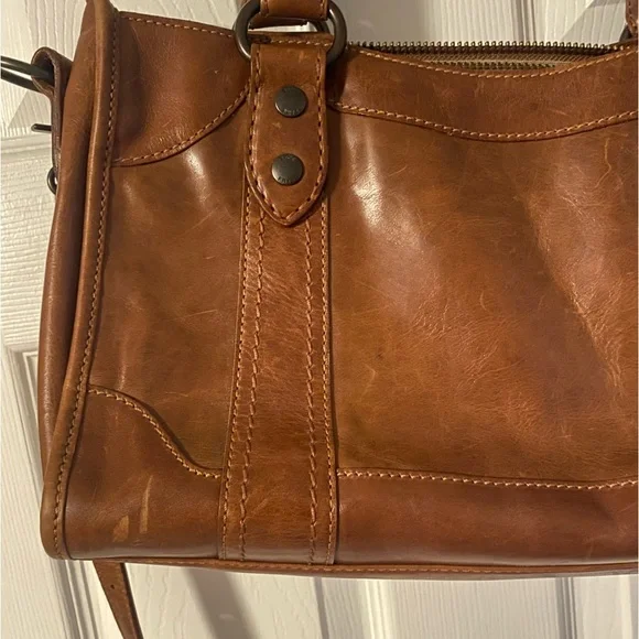 Frye Cognac Melissa zip leather satchel - Picture 9 of 11